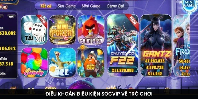 Điều khoản điều kiện Socvip về trò chơi